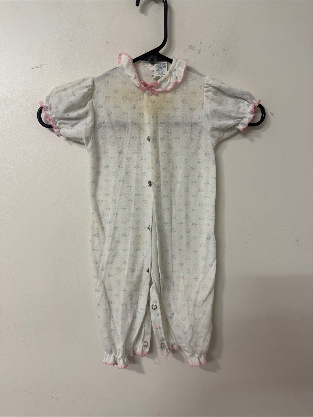 Alexis White Sleep Sack Romper with Pink Trim